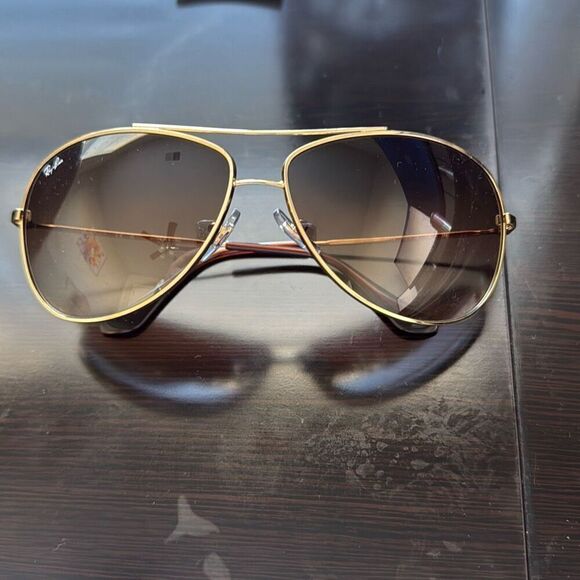 Ray-Ban RB3293 Metal Pilot Sunglasses, Gold/Dark Brown Gradient, 63 mm - Picture 1 of 3